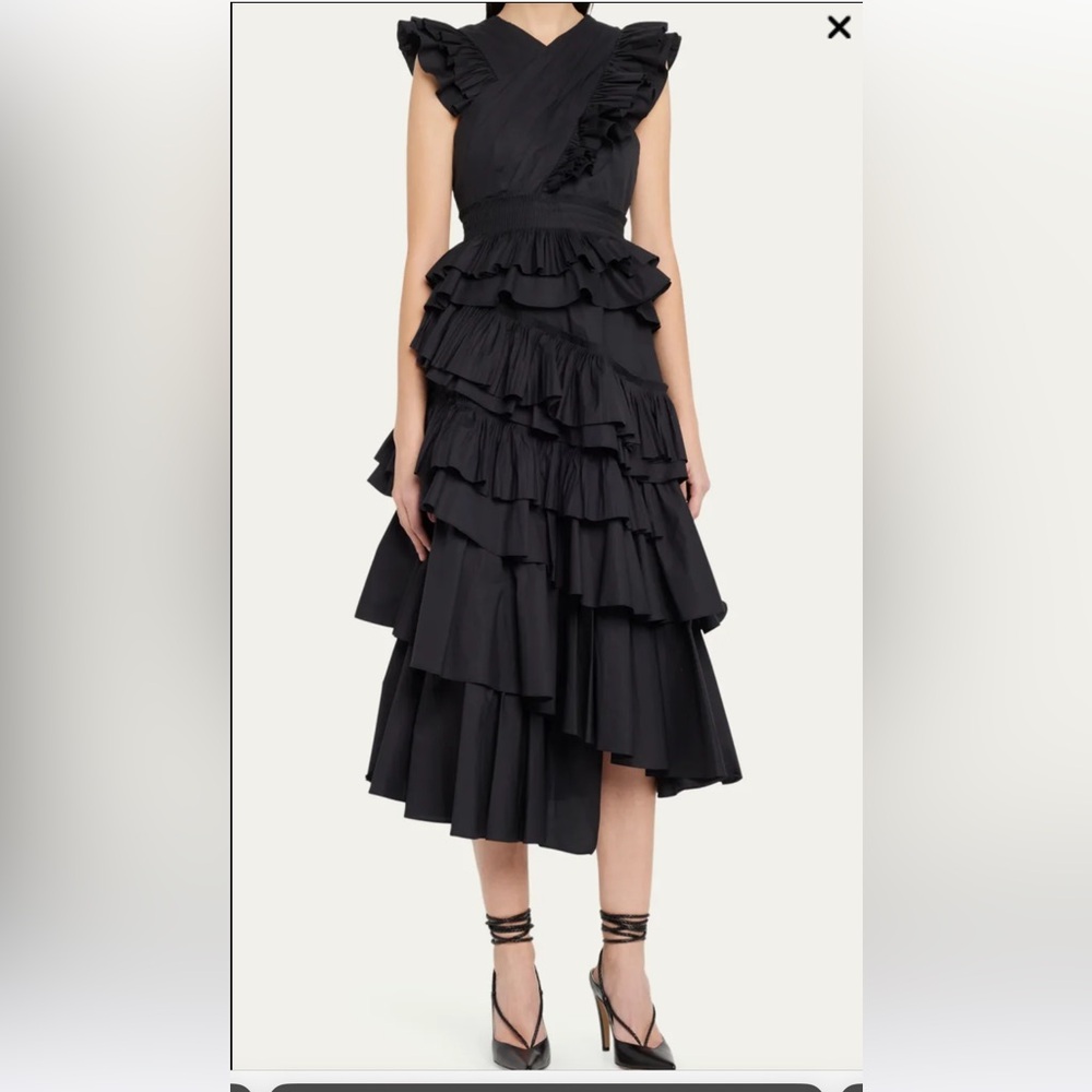 BRAND NEW Ulla Johnson Aurore tiered ruffle dress in a black , size 4 / small